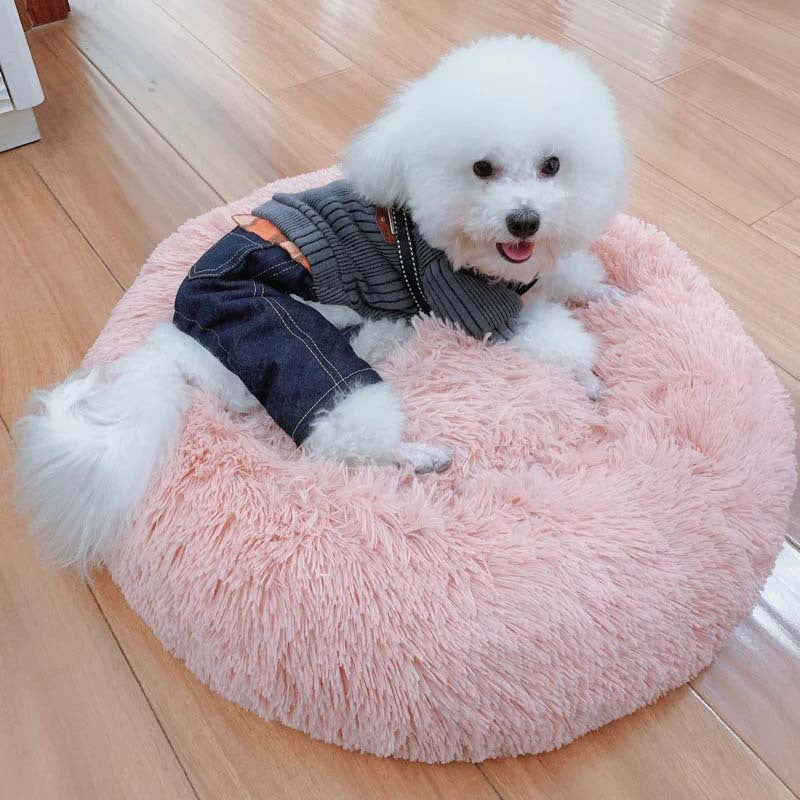 Calming Donut Dog Bed — Ultra-Soft Plush for Anxious Pets