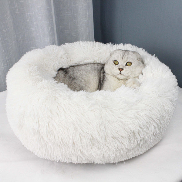 Calming Donut Dog Bed — Ultra-Soft Plush for Anxious Pets